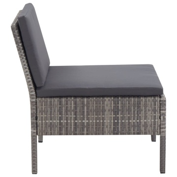 Set mobilier de grădină cu perne, 3 piese, gri, poliratan - Img 11