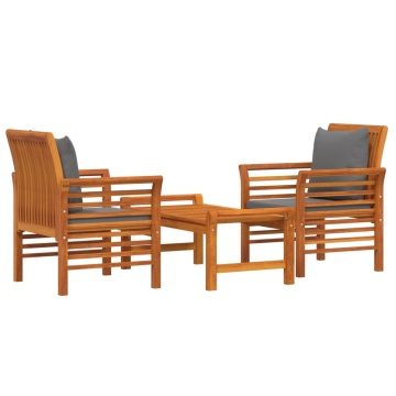 Set mobilier de grădină cu perne, 3 piese, lemn masiv acacia - Img 3