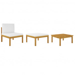 Set mobilier de grădină cu perne, 3 piese, lemn masiv de acacia - Img 1