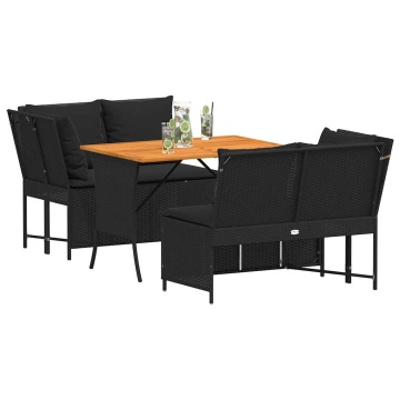 Set mobilier de grădină cu perne, 3 piese, negru, poliratan - Img 4