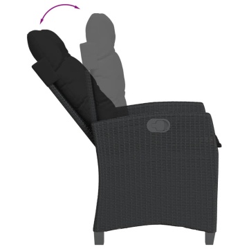 Set mobilier de grădină cu perne, 3 piese, negru, poliratan - Img 8