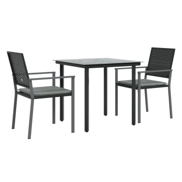 Set mobilier de grădină cu perne, 3 piese, poliratan și oțel - Img 3
