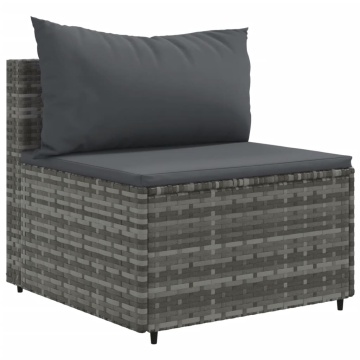 Set mobilier de grădină cu perne, 4 piese, gri, poliratan - Img 4