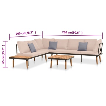 Set mobilier de grădină cu perne, 4 piese, lemn masiv de acacia - Img 6