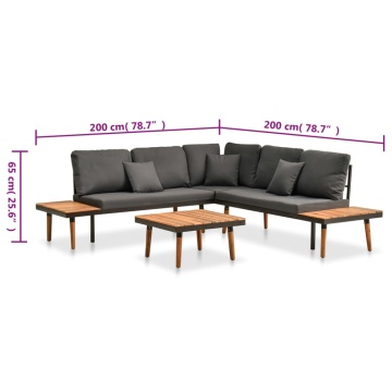 Set mobilier de grădină cu perne, 4 piese, lemn masiv de acacia - Img 6
