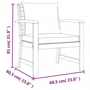Set mobilier de grădină cu perne, 4 piese, lemn masiv de acacia - Img 7