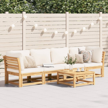 Set mobilier de grădină cu perne, 4 piese, lemn masiv de acacia - Img 3