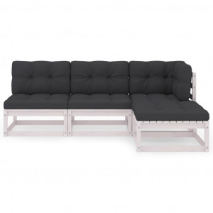 Set mobilier de grădină cu perne, 4 piese, lemn masiv de pin - Img 2