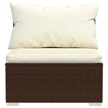 Set mobilier de grădină cu perne, 4 piese, maro, poliratan - Img 5