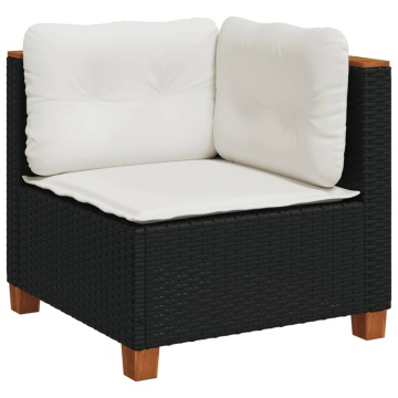 Set mobilier de grădină cu perne, 4 piese, negru, poliratan - Img 3