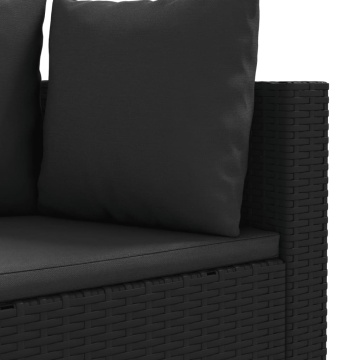 Set mobilier de grădină cu perne, 4 piese, negru, poliratan - Img 5