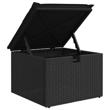 Set mobilier de grădină cu perne, 4 piese, negru, poliratan - Img 7