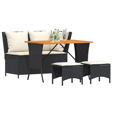 Set mobilier de grădină cu perne, 4 piese, negru, poliratan - Img 4