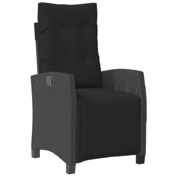 Set mobilier de grădină cu perne, 4 piese, negru, poliratan - Img 3