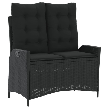 Set mobilier de grădină cu perne, 4 piese, negru, poliratan - Img 4