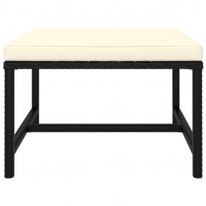 Set mobilier de grădină cu perne, 4 piese, negru, poliratan - Img 6