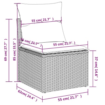 Set mobilier de grădină cu perne, 4 piese poliratan/lemn acacia - Img 7