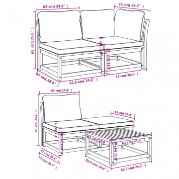 Set mobilier de grădină cu perne, 5 buc., lemn masiv acacia - Img 7