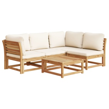 Set mobilier de grădină cu perne, 5 buc., lemn masiv acacia - Img 2