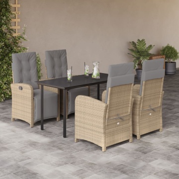 Set mobilier de grădină cu perne, 5 piese, bej, poliratan - Img 1