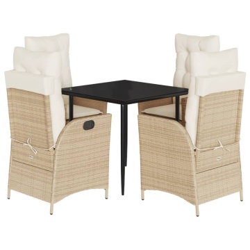 Set mobilier de grădină cu perne, 5 piese, bej, poliratan - Img 2