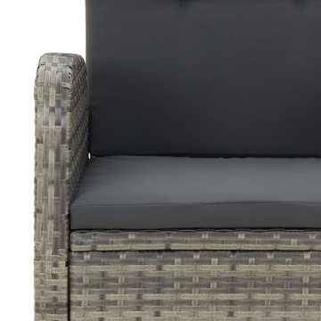 Set mobilier de grădină cu perne, 5 piese, gri, poliratan - Img 6