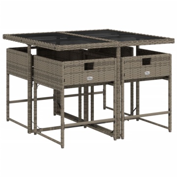 Set mobilier de grădină cu perne, 5 piese, gri, poliratan - Img 4