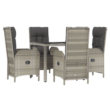 Set mobilier de grădină cu perne, 5 piese, gri, poliratan - Img 3