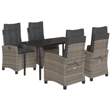 Set mobilier de grădină cu perne, 5 piese, gri, poliratan - Img 2