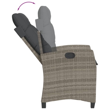 Set mobilier de grădină cu perne, 5 piese, gri, poliratan - Img 8