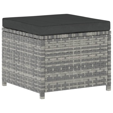 Set mobilier de grădină cu perne, 5 piese, gri, poliratan - Img 9