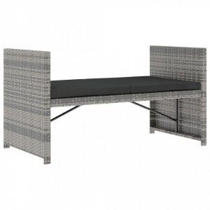 Set mobilier de grădină cu perne, 5 piese, gri, poliratan - Img 8