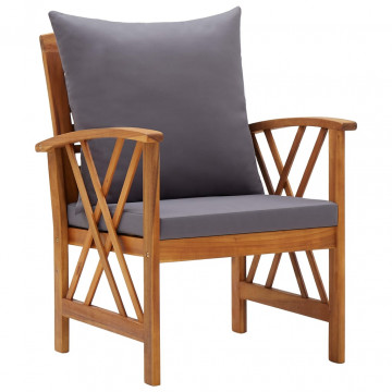 Set mobilier de grădină cu perne, 5 piese, lemn masiv de acacia - Img 8