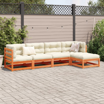 Set mobilier de grădină cu perne, 5 piese, lemn masiv de pin - Img 3
