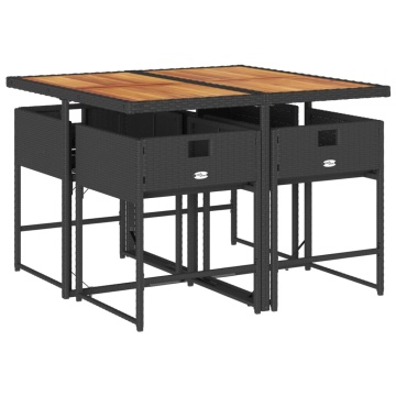 Set mobilier de grădină cu perne, 5 piese, negru, poliratan - Img 8