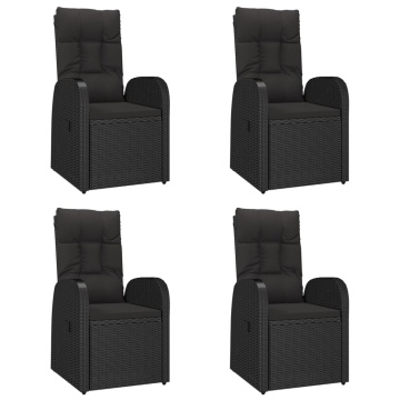 Set mobilier de grădină cu perne, 5 piese, negru, poliratan - Img 4