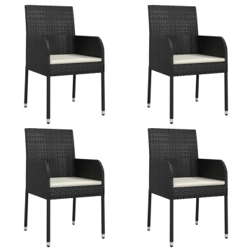 Set mobilier de grădină cu perne, 5 piese, negru, poliratan - Img 4