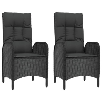 Set mobilier de grădină cu perne, 5 piese, negru, poliratan - Img 4