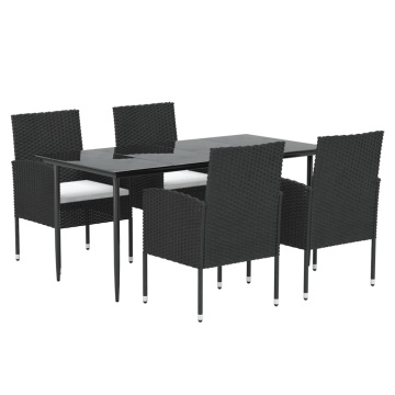 Set mobilier de grădină cu perne, 5 piese, negru, poliratan - Img 3