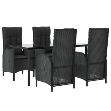 Set mobilier de grădină cu perne, 5 piese, negru, poliratan - Img 3