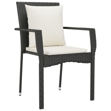Set mobilier de grădină cu perne, 5 piese, negru, poliratan - Img 8