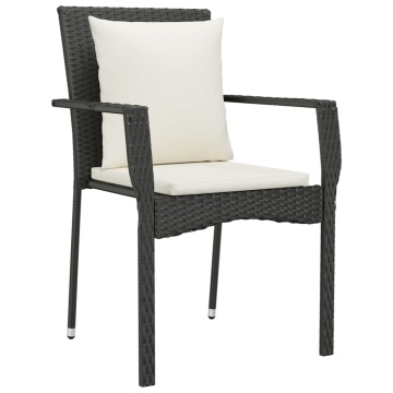 Set mobilier de grădină cu perne, 5 piese, negru, poliratan - Img 8