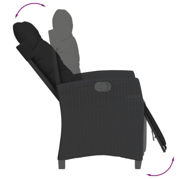 Set mobilier de grădină cu perne, 5 piese, negru, poliratan - Img 6