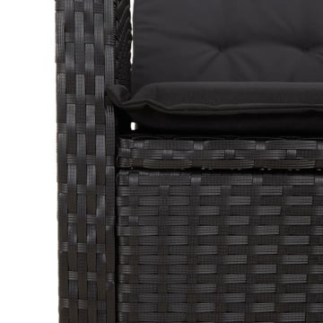 Set mobilier de grădină cu perne, 5 piese, negru, poliratan - Img 7