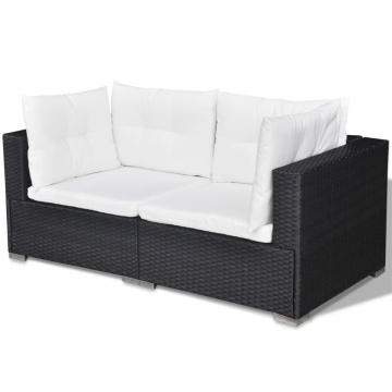Set mobilier de grădină cu perne, 5 piese, negru, poliratan - Img 7