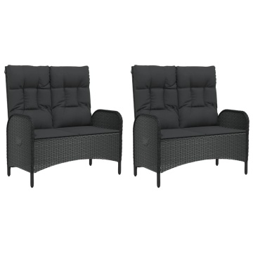 Set mobilier de grădină cu perne, 5 piese, negru, poliratan - Img 5