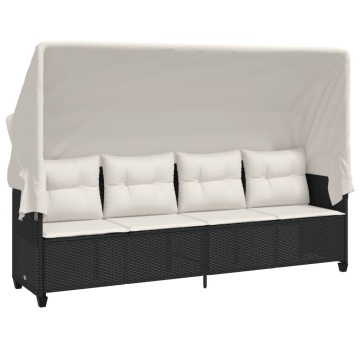Set mobilier de grădină cu perne, 5 piese, negru, poliratan - Img 3