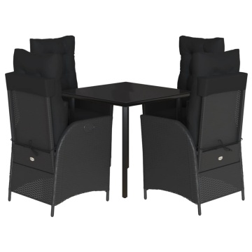 Set mobilier de grădină cu perne, 5 piese, negru, poliratan - Img 2