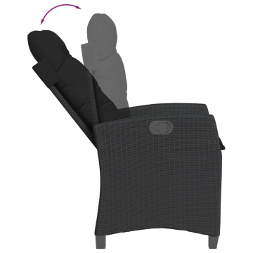 Set mobilier de grădină cu perne, 5 piese, negru, poliratan - Img 4