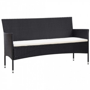 Set mobilier de grădină cu perne, 5 piese, negru, poliratan - Img 3